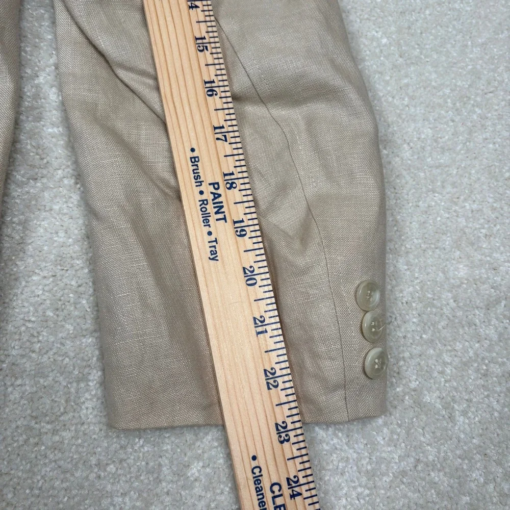 Alan Flusser Mens Beige 100% Linen Two Button Sport Coat Blazer Size M
